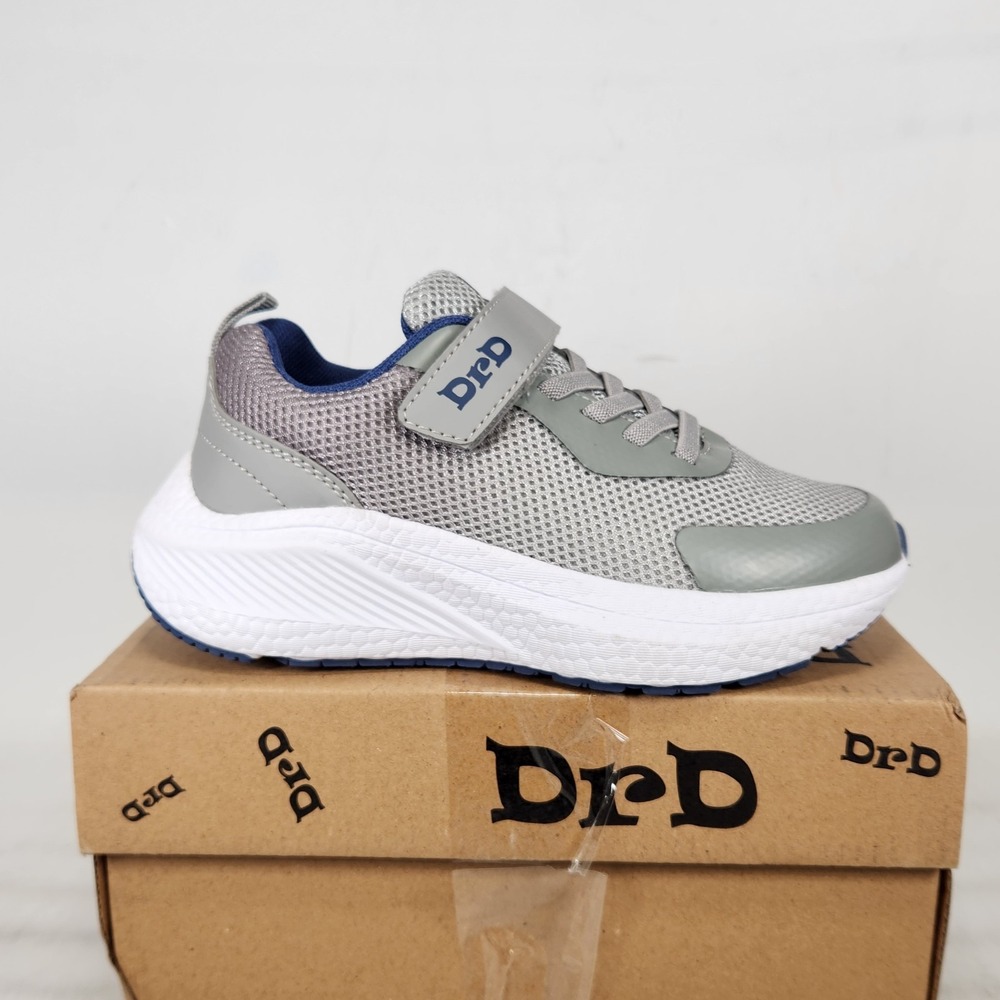 DrD Turbo Sneakers Toddler Size 11 EXTRA WIDE Grey Blue Mesh Hook Loop Athletic